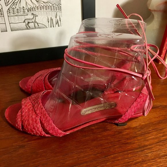 GLORIA VANDERBILT Pink Ankle Strap Sandals 80s 9M - Picture 4 of 11